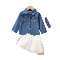 Load image into Gallery viewer, 2 Pieces Set Baby Kid Girls Solid Color Tops And Leopard Skirts Wholesale 22040704
