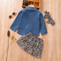 Load image into Gallery viewer, 2 Pieces Set Baby Kid Girls Solid Color Tops And Leopard Skirts Wholesale 22040704
