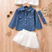 Load image into Gallery viewer, 2 Pieces Set Baby Kid Girls Solid Color Tops And Leopard Skirts Wholesale 22040704
