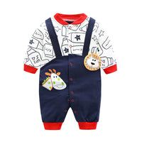 Load image into Gallery viewer, Baby Unisex Striped Animals Cartoon Print Jumpsuits Wholesale 220407128
