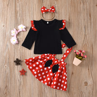 Load image into Gallery viewer, 3 Pieces Set Baby Kid Girls Polka dots Tops Dresses And Bow Headwear Wholesale 220407130
