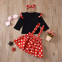 Load image into Gallery viewer, 3 Pieces Set Baby Kid Girls Polka dots Tops Dresses And Bow Headwear Wholesale 220407130
