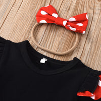 Load image into Gallery viewer, 3 Pieces Set Baby Kid Girls Polka dots Tops Dresses And Bow Headwear Wholesale 220407130
