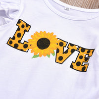 Load image into Gallery viewer, 2 Pieces Set Baby Kid Girls Letters Flower Print Tops And Leopard Shorts Wholesale 220407146
