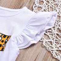 Load image into Gallery viewer, 2 Pieces Set Baby Kid Girls Letters Flower Print Tops And Leopard Shorts Wholesale 220407146
