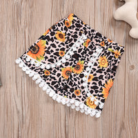 Load image into Gallery viewer, 2 Pieces Set Baby Kid Girls Letters Flower Print Tops And Leopard Shorts Wholesale 220407146
