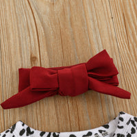 Load image into Gallery viewer, 3 Pieces Set Baby Girls Leopard Rompers And Solid Color Skirts Bow Headwear Wholesale 220407154
