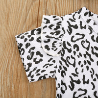 Load image into Gallery viewer, 3 Pieces Set Baby Girls Leopard Rompers And Solid Color Skirts Bow Headwear Wholesale 220407154
