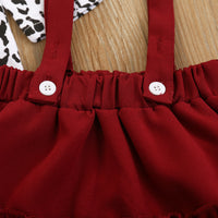 Load image into Gallery viewer, 3 Pieces Set Baby Girls Leopard Rompers And Solid Color Skirts Bow Headwear Wholesale 220407154
