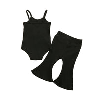 Load image into Gallery viewer, 2 Pieces Set Baby Kid Girls Solid Color Muslin&amp;Ribbed Rompers And Pants Wholesale 220407156
