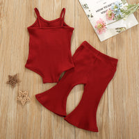 Load image into Gallery viewer, 2 Pieces Set Baby Kid Girls Solid Color Muslin&amp;Ribbed Rompers And Pants Wholesale 220407156
