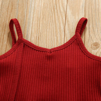 Load image into Gallery viewer, 2 Pieces Set Baby Kid Girls Solid Color Muslin&amp;Ribbed Rompers And Pants Wholesale 220407156
