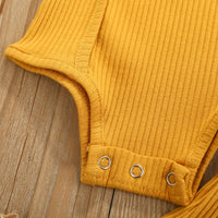 Load image into Gallery viewer, 2 Pieces Set Baby Kid Girls Solid Color Muslin&amp;Ribbed Rompers And Pants Wholesale 220407156
