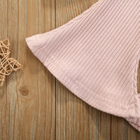 Load image into Gallery viewer, 2 Pieces Set Baby Kid Girls Solid Color Muslin&amp;Ribbed Rompers And Pants Wholesale 220407156
