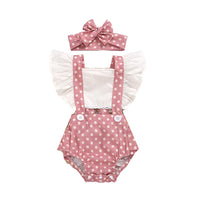 Load image into Gallery viewer, Baby Girls Flower Leopard Polka dots Print Rompers And Accessories Headwear Wholesale 220407165
