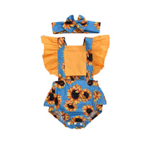 Load image into Gallery viewer, Baby Girls Flower Leopard Polka dots Print Rompers And Accessories Headwear Wholesale 220407165
