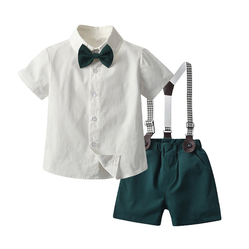 2 Pieces Set Baby Kid Boys Solid Color Bow Shirts And Shorts Wholesale 220407174