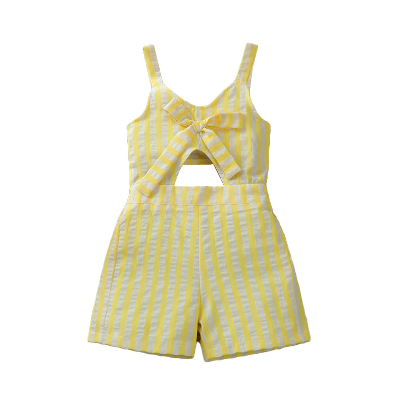 Baby Kid Girls Striped Bow Rompers Wholesale 220407206