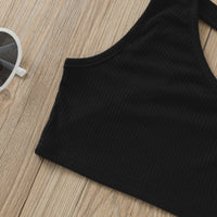 Load image into Gallery viewer, 2 Pieces Set Baby Kid Girls Solid Color Muslin&amp;Ribbed Tank Tops And Leopard Shorts Wholesale 220407209
