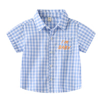 Load image into Gallery viewer, Baby Kid Boys Letters Checked Shirts Wholesale 220407255
