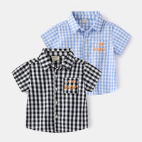 Load image into Gallery viewer, Baby Kid Boys Letters Checked Shirts Wholesale 220407255
