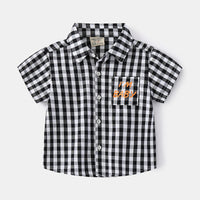 Load image into Gallery viewer, Baby Kid Boys Letters Checked Shirts Wholesale 220407255
