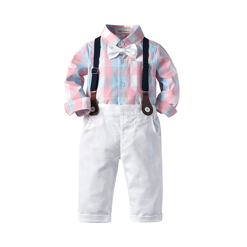 2 Pieces Set Baby Boys Checked Bow Shirts And Pants Wholesale 22040727