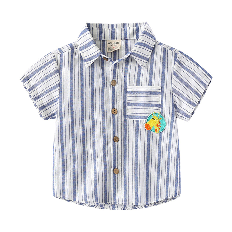 Baby Kid Boys Striped Cartoon Shirts Wholesale 220407279