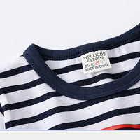 Load image into Gallery viewer, 2 Pieces Set Baby Kid Boys Striped Letters Cartoon Print T-Shirts And Ribbon Shorts Wholesale 220407302
