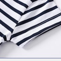 Load image into Gallery viewer, 2 Pieces Set Baby Kid Boys Striped Letters Cartoon Print T-Shirts And Ribbon Shorts Wholesale 220407302
