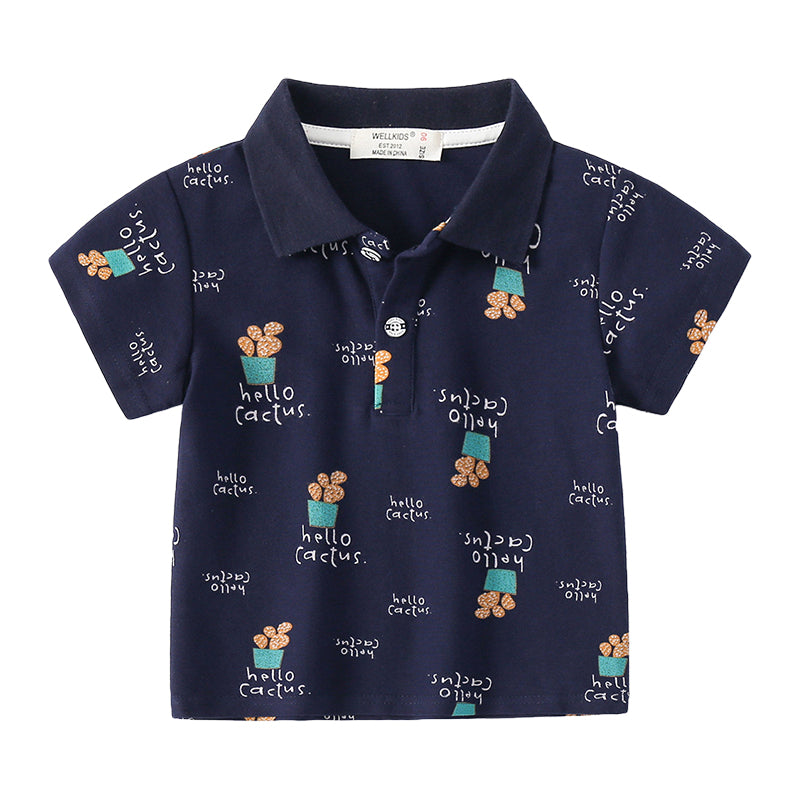 Baby Kid Boys Letters Cartoon Plant Print Polo Shirts Wholesale 220407332