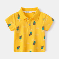 Load image into Gallery viewer, Baby Kid Boys Letters Cartoon Plant Print Polo Shirts Wholesale 220407332
