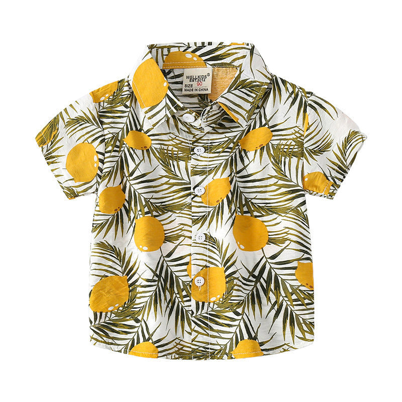 Baby Kid Boys Tropical print Plant Beach Shirts Wholesale 220407338