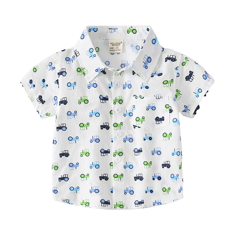 Baby Kid Boys Car Cartoon Print Shirts Wholesale 220407344