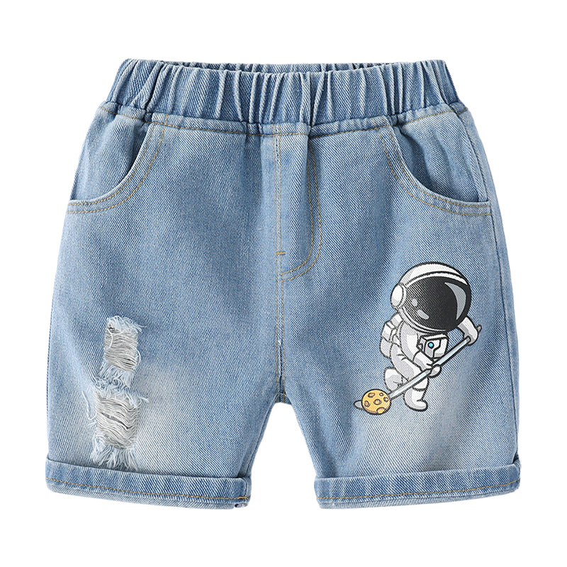 Baby Kid Boys Cartoon Print Shorts Jeans Wholesale 220407349