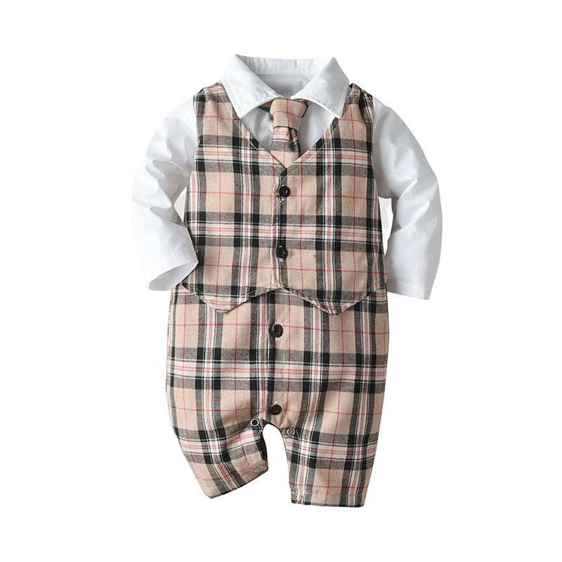 Baby Boys Checked Bow Jumpsuits Wholesale 22040763