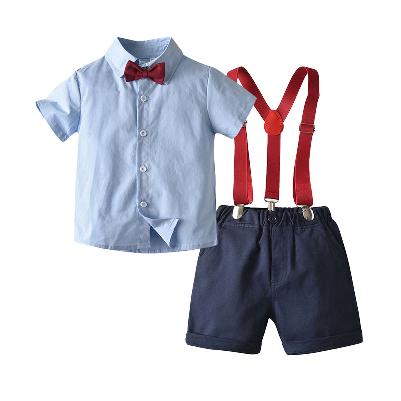 2 Pieces Set Baby Kid Boys Solid Color Shirts And Rompers Wholesale 22040772