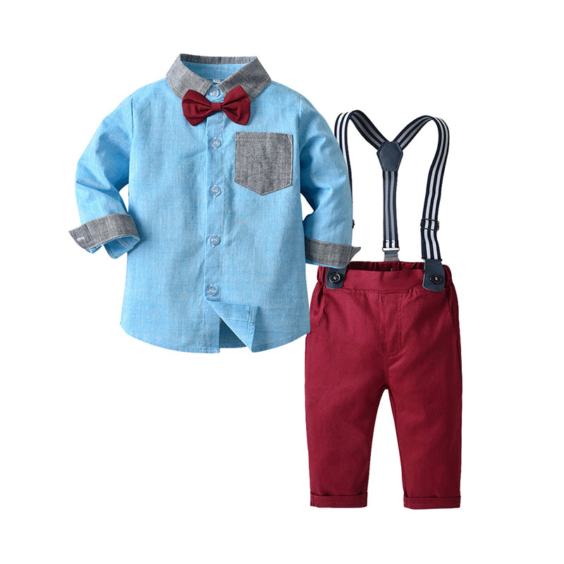 2 Pieces Set Baby Kid Boys Solid Color Shirts And Jumpsuits Wholesale 22040774