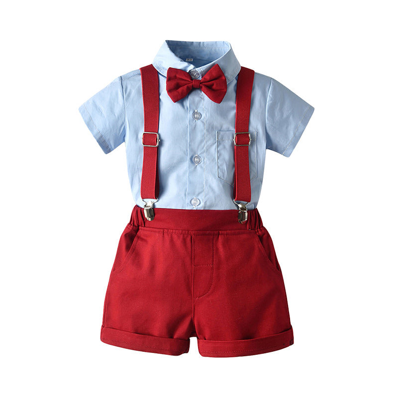 2 Pieces Set Baby Kid Boys Solid Color Shirts And Rompers Wholesale 22040776