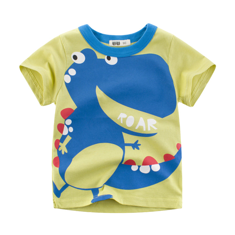 Baby Kid Unisex Dinosaur Cartoon Print T-Shirts Wholesale 22041106