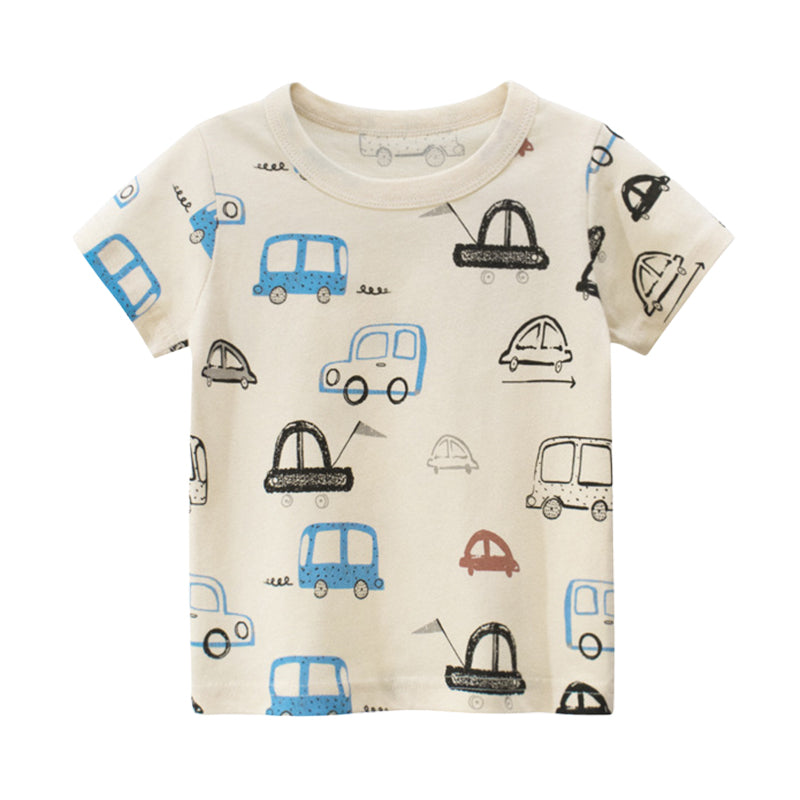 Baby Kid Boys Car Cartoon Print T-Shirts Wholesale 220411112