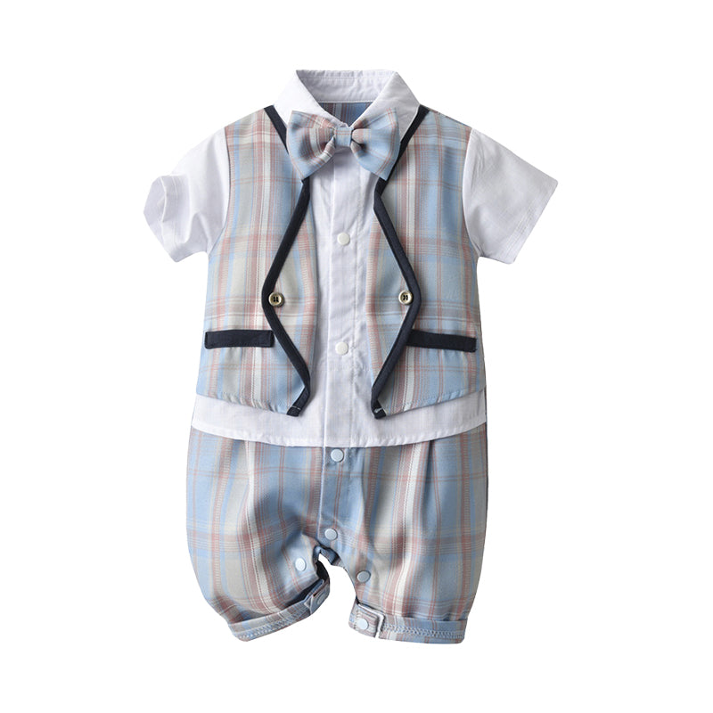 Baby Boys Checked Jumpsuits Wholesale 220411120
