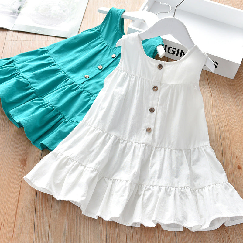 Baby Kid Girls Solid Color Dresses Wholesale 220411127