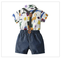 Load image into Gallery viewer, 2 Pieces Set Baby Kid Boys Print Rompers And Solid Color Shorts Wholesale 220411129
