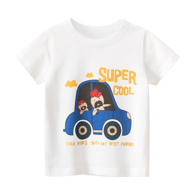 Baby Kid Boys Letters Car Print T-Shirts Wholesale 220411136