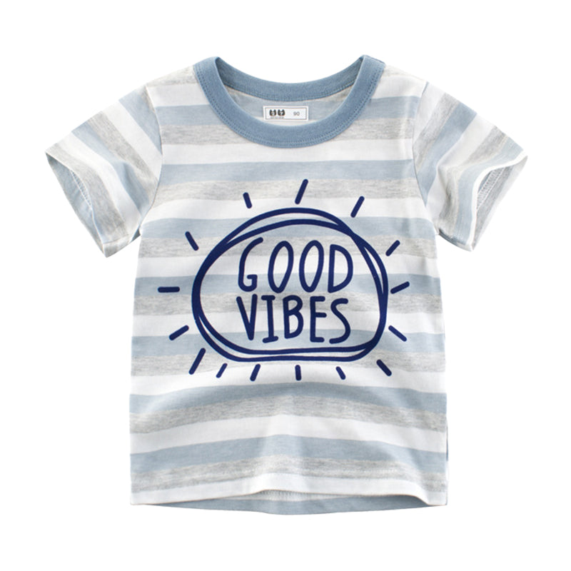 Baby Kid Unisex Striped Letters T-Shirts Wholesale 22041115