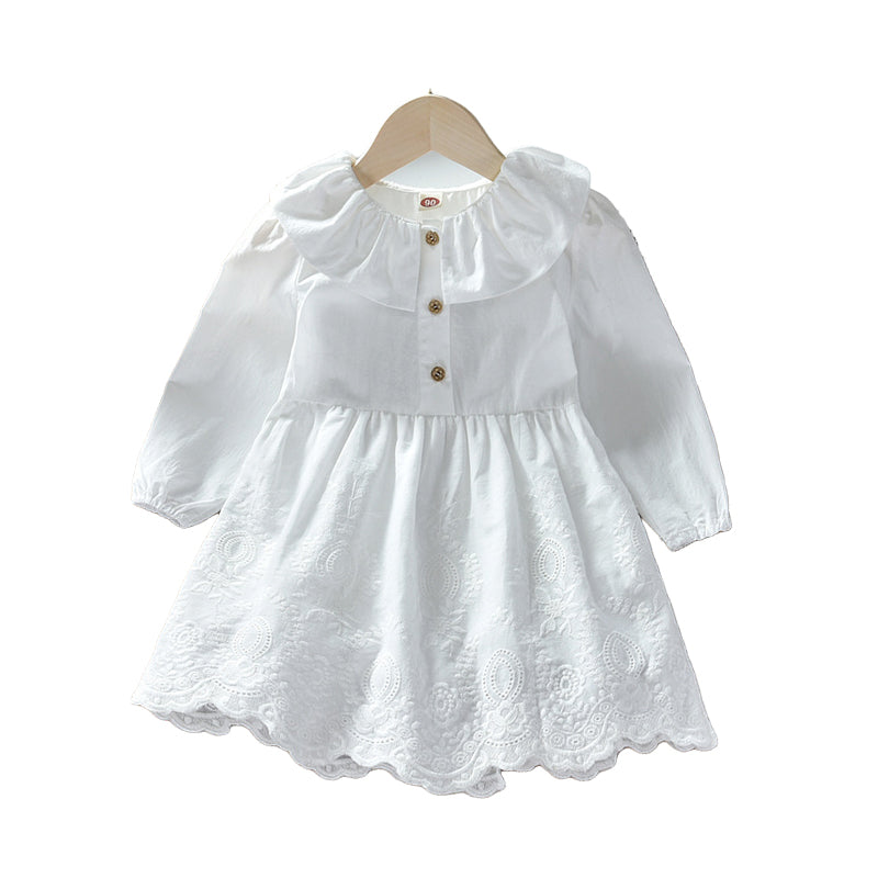 Baby Kid Big Kid Girls Solid Color Embroidered Dresses Wholesale 220411155