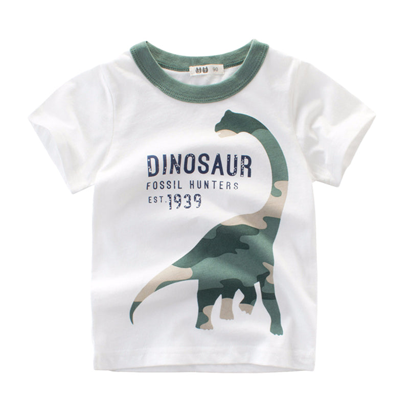 Baby Kid Boys Letters Dinosaur Print T-Shirts Wholesale 22041119