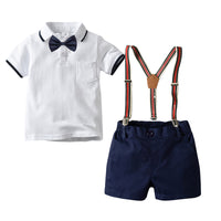 Load image into Gallery viewer, 2 Pieces Set Baby Kid Boys Striped Bow Shirts And Solid Color Rompers Wholesale 220411223

