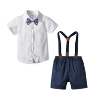 Load image into Gallery viewer, 2 Pieces Set Baby Kid Boys Striped Bow Shirts And Solid Color Rompers Wholesale 220411223
